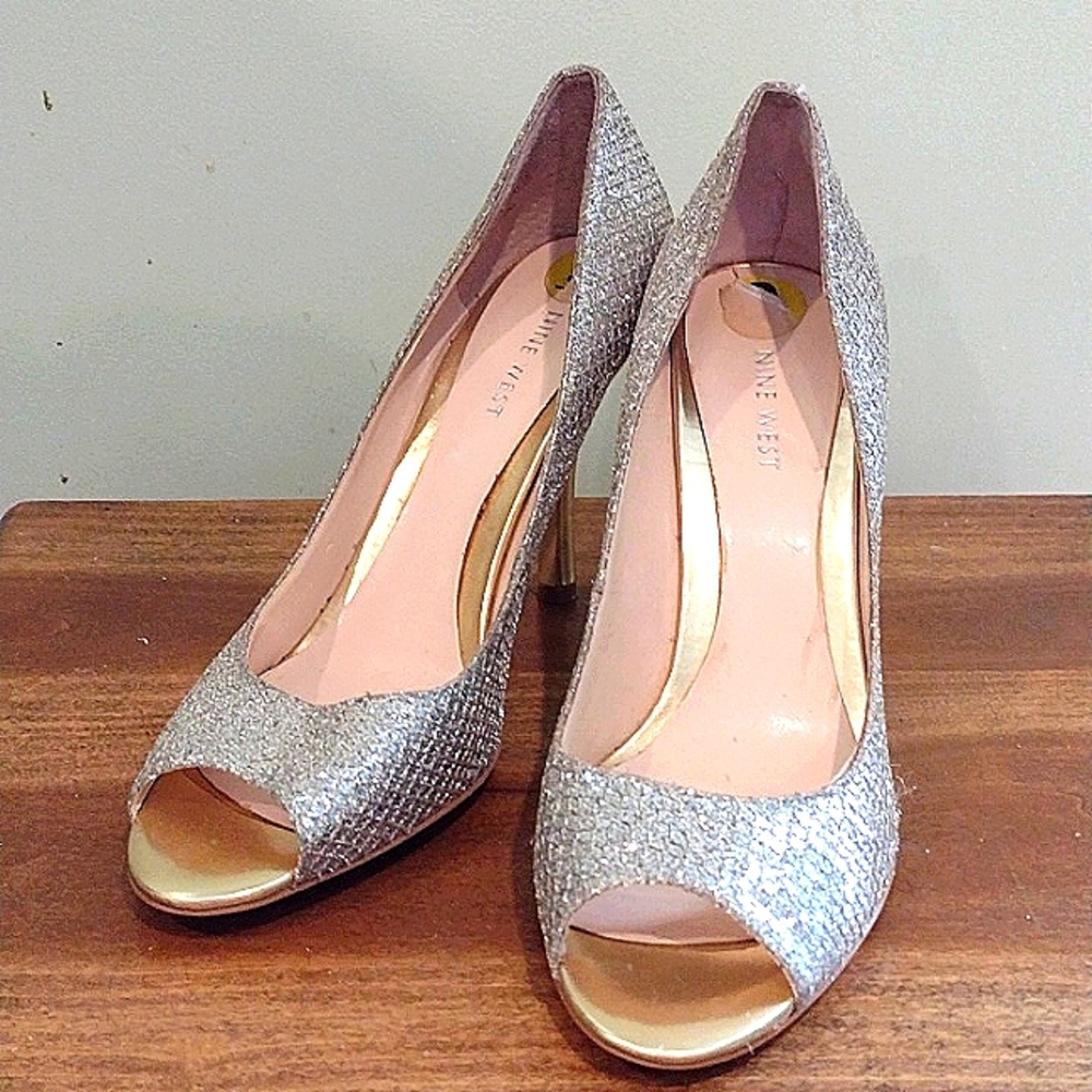 Sparkley glitter open toe heels
